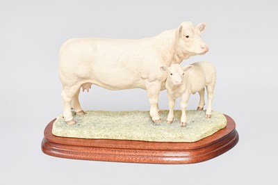 Lot 1095 - Border Fine Arts 'Charolais Cow and Calf'...