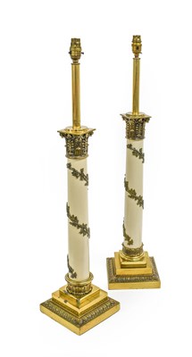 Lot 163 - A Large Pair of Table Lamps, modern, of column...
