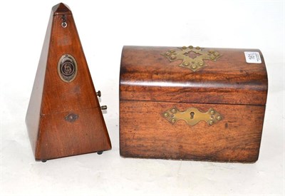 Lot 161 - Walnut domed casket and a metronome