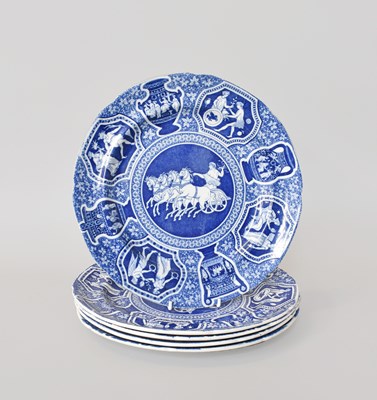 Lot 282 - Set of Five Spode Pearlware Plates, circa 1820,...