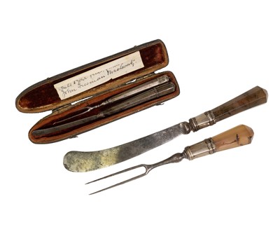 Lot 220 - A George III Steel Knife and Two-Pronged Fork,...