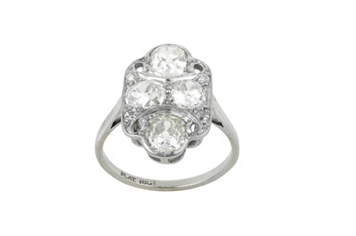 Lot 2305 - A Diamond Cluster Ring the pierced lozenge...