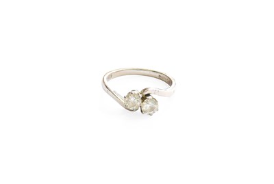 Lot 369 - An 18 Carat White Gold Diamond Two Stone Twist...