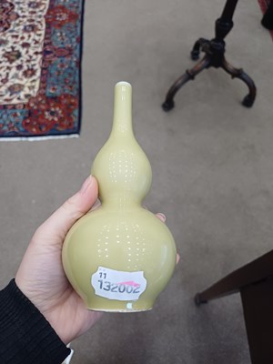 Lot 63 - A Chinese Pale-Yellow-Ground Double Gourd Vase,...
