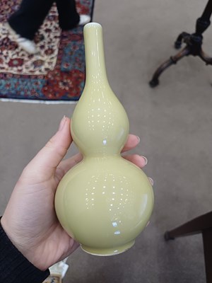 Lot 63 - A Chinese Pale-Yellow-Ground Double Gourd Vase,...