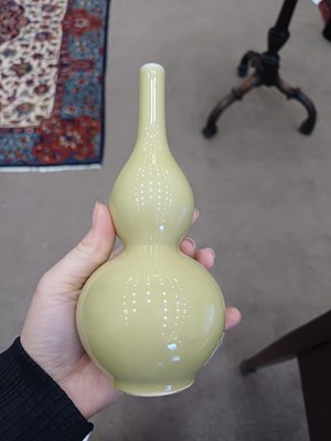 Lot 63 - A Chinese Pale-Yellow-Ground Double Gourd Vase,...