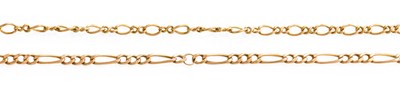 Lot 376 - A 9 Carat Gold Figaro Link Chain, length 41cm;...