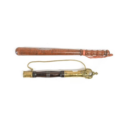 Lot 219 - A Georgian Tipstaff, the brass socket head...