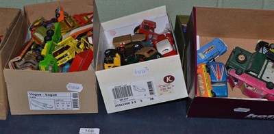 Lot 168 - A collection of playworn Diecast vehicles including Corgi, Matchbox and Dinky (on one shelf)