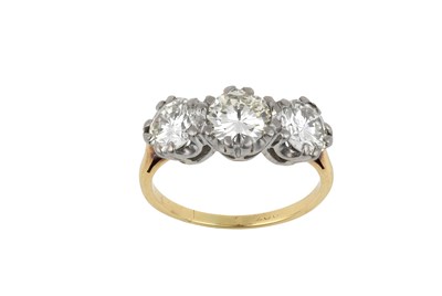 Lot 2280 - A Diamond Three Stone Ring the round brilliant...