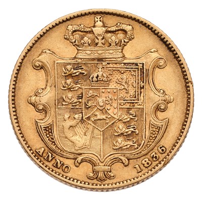 Lot William IV, Sovereign 1836, second bust,...