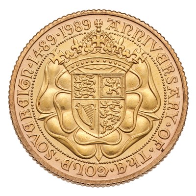 Lot Elizabeth II, Proof Sovereign 1989, struck to...