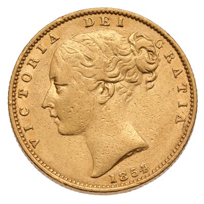 Lot 29 - Victoria, Sovereign 1854, WW raised on...