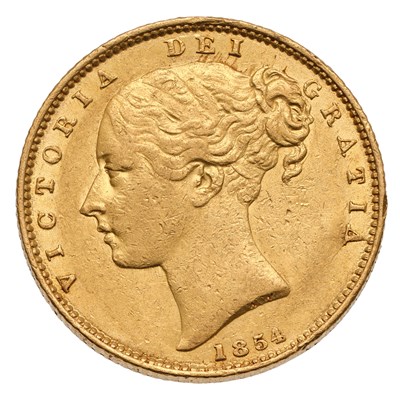 Lot 28 - Victoria, Sovereign 1854, WW incuse on...