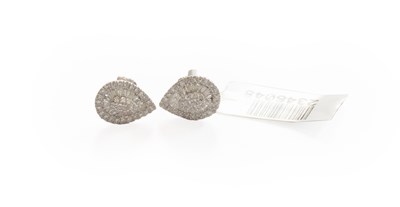 Lot 465 - A Pair of Diamond Cluster Earrings, the pear...