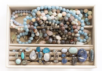 Lot 494 - A Quantity of Silver and White Metal Multi-Gem...