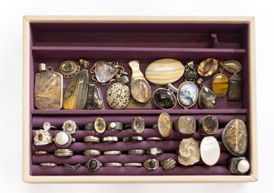 Lot 489 - A Quantity of Silver and White Metal Multi-Gem...