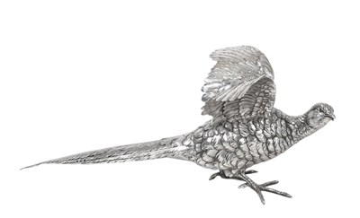 Lot A German Silver Model of a Pheasant