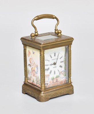 Lot 299 - A Small Brass Carriage Timepiece, 20th century,...