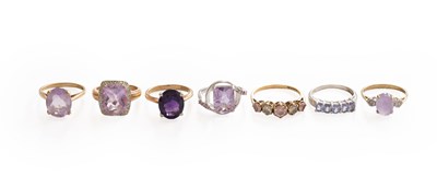 Lot 449 - Seven 9 Carat Gold Multi-Gem Set Rings,...