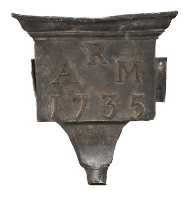 Lot 636 - A Lead Hopper, initialled A.R.M and dated 1735,...