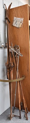 Lot 187 - A Pair of Vintage Skis and Five Poles,...