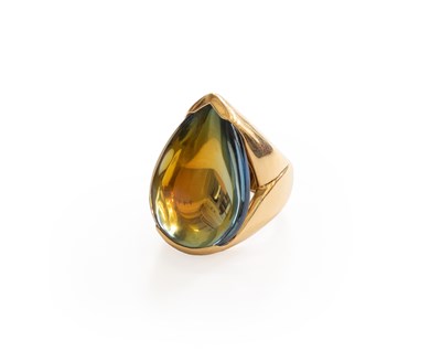 Lot 463 - A Glass Ring, by Baccarat, the pear shaped...