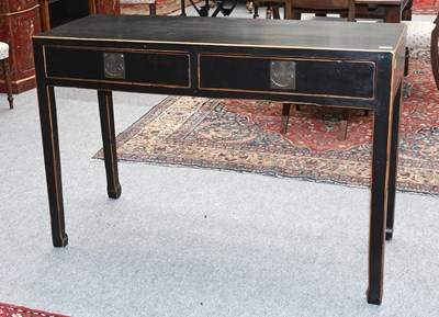 Lot 1344 - A Chinese Lacqured Two-Drawer Alter Table,...