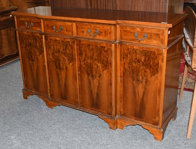 Lot 1353 - A Reproduction Yew Wood Break Front Sideboard,...
