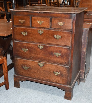 Lot 1273 - An 18th Century Oak Four-Height Chest, with an...