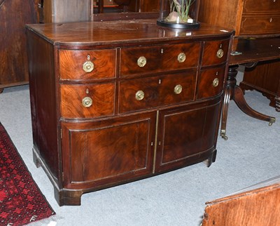 Lot 1251 - A Regency Mahogany Bow Front Side Cabinet,...