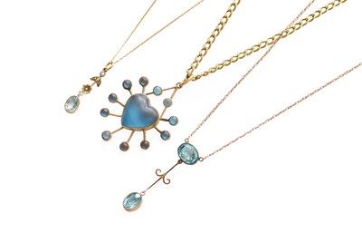 Lot 422 - A Heart Shaped Glass Pendant on Chain, pendant...