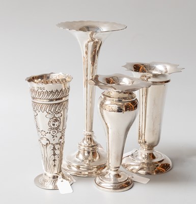 Lot 52 - Four Assorted Silver Vases, each variously...