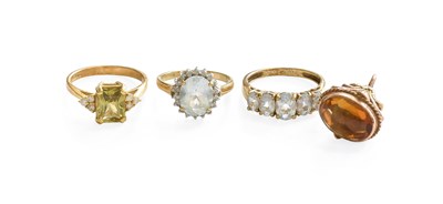 Lot 455 - Two 9 Carat Gold Aquamarine Rings, finger size...