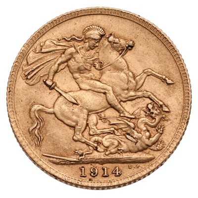 Lot 175 - George V, Sovereign 1914; (Marsh 216, S.3996),...