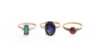 Lot 452 - A Tourmaline and Diamond Ring, stamped '750',...