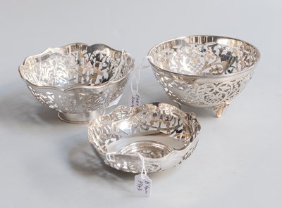 Lot 86 - Three Silver Bowls, each tapering circular and...