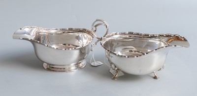 Lot 83 - Two Silver Sauceboats, each shaped oval and...
