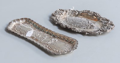 Lot 85 - Two Silver Trinket Trays, one elongated...