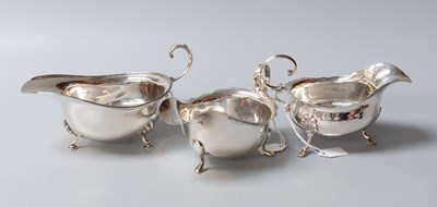 Lot 54 - Three Various Silver Sauceboats, each of...