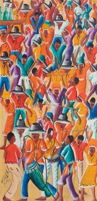 Lot 1038 - Felix Jean (1929-1978) Haitian Busy market...