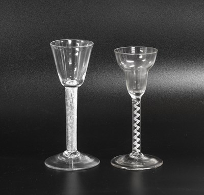 Lot 63 - A Wine Glass, 18th century, with pan-topped...