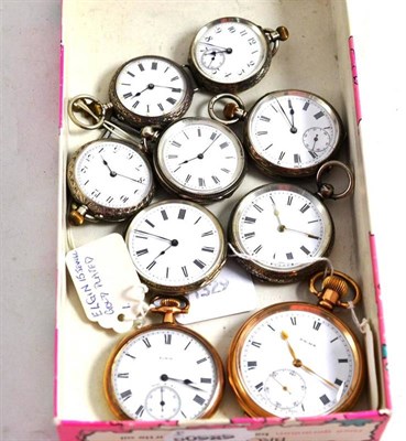 Lot 220 - Two plated pocket watches and seven lady's fob watches