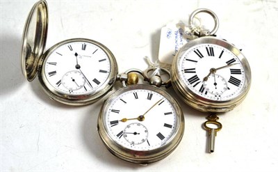 Lot 221 - Two silver pocket watches and a silver full hunter pocket watch signed Gabriel, London