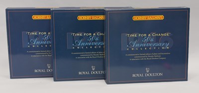 Lot 3267 - Hornby Railways OO Gauge Three Royal Doulton 50th Anniversary Sets