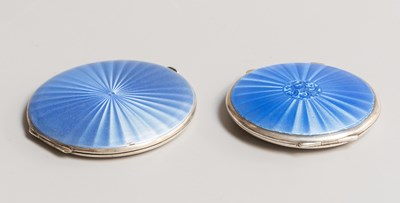 Lot 188 - Two Blue Enamel and Silver Compacts, each...