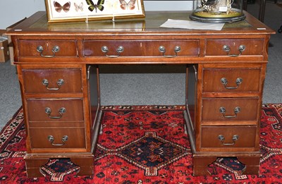 Lot 1313 - A Reproduction Mahogany Leather Inset Twin...