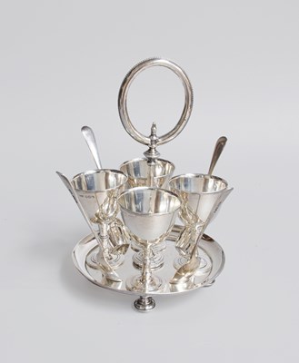 Lot 32 - A George V Silver Egg-Cruet and Four...