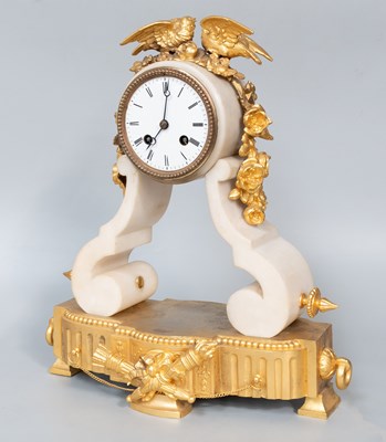 Lot 235 - A French Gilt Metal Alabaster Striking Mantel...