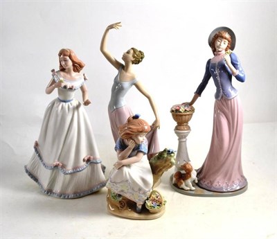 Lot 239 - Three Lladro figures and one Nao figure